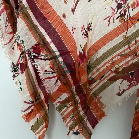 Distressed Fringe Patterned Triangle Scarf Shawl - Picture 3 of 4